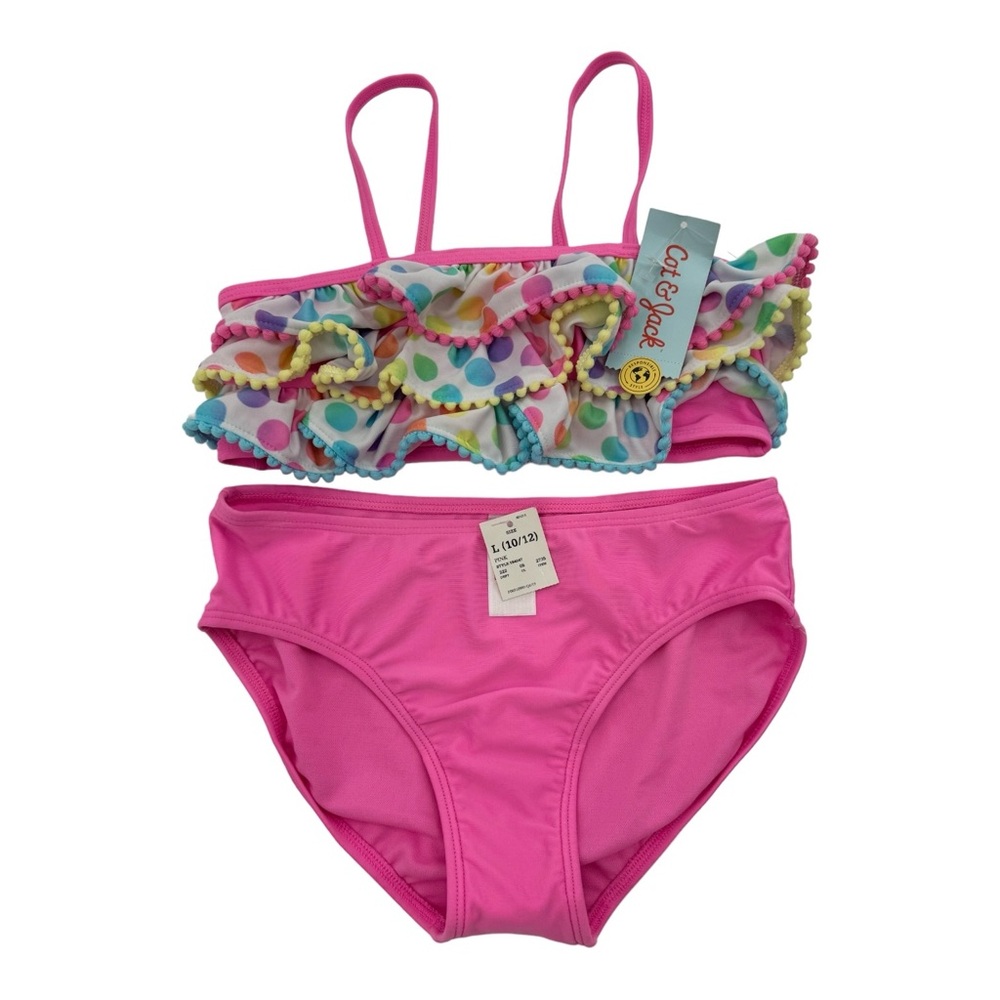 NWT 10/12 Girls Two Piece Swimsuit Cat and Jack